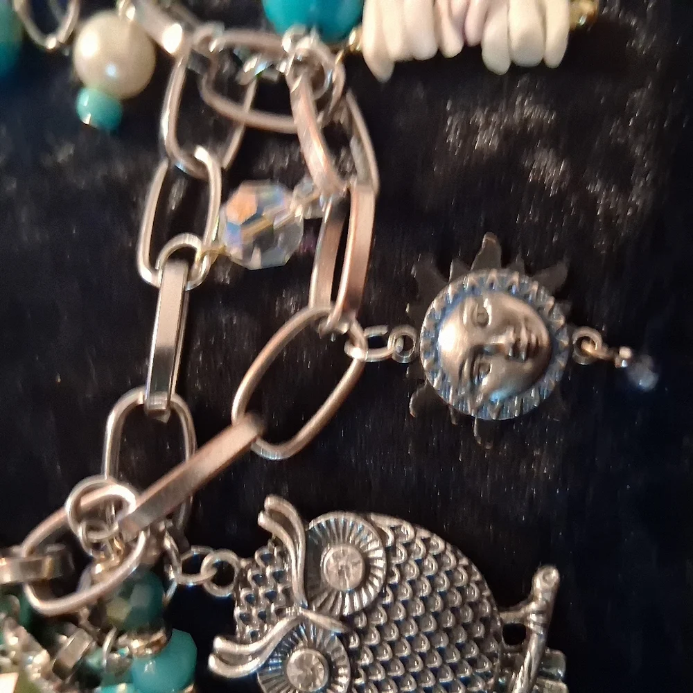 Turquoise Charm Owl Bracelet - Women Jewelry Extendable Sz 7 To 9